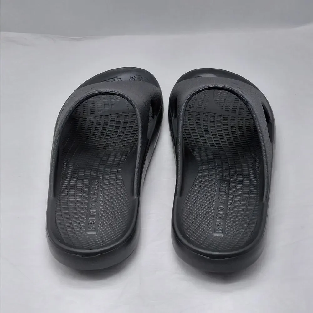 Bruno Marc Mens Slide Sandals Size 10 Black Beach Summer Lounge Vacation Shoes